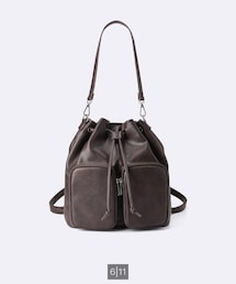 GU | リアルBUY💡ポケットミニバックパック🎒 ブラック🖤写真はダークブラウン 巾着型リュックでショルダー付きで手持ち、トートバッグにも👜 500mlのペットボトルや水筒も入り意外と大容量💡(バックパック/リュック)