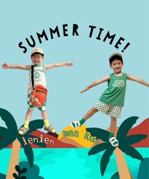 私作コラ画💝 | まーくんのポーズが木🌳っぽいなと思って😆レンレンは追いポできてないけど🙈夏らしく波乗り🏄‍♂️ならぬヤシの木に乗ってみた🤣🌴🌊✨️(ポスター/アート)