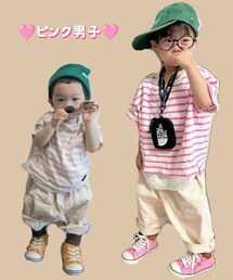 みーたん作コラ画♡ | えいちゃんママみーたんプロデュース🩷ピンク男子コラボ🩷オソロチノカーゴパンツ❣️おしゃかわなコーデにコラ画親子でお気に入り💝(ポスター/アート)