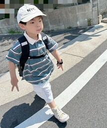 👦🏻レンレン散歩🚶🏻 | 週末コーデは🧢 何故か😋にW✌️してた😂⌚️読めないけど真似っ子😝(その他)