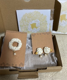 teto ohana to | アナベルコットンパールひとしずく、アナベルふんわりリースひとしずく(イヤリング)