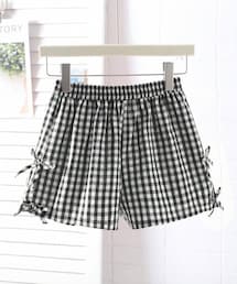 SHEIN | チェック柄バブルショーツ 146-152cm 12YRS 上のリボン🎀の所までスリット入っているのを知らず届いてびっくり👀ちょっとセクシー🙈(パンツ)