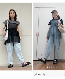 きぬちゃん追いコありがとう❣️ | 5/24投稿の私の追いコーデをきぬちゃんがしてくれたよ☺️💕嬉しい🥺❣️並んだらポーズまで完璧で双子みたい👯♀️満面の笑顔も輝いていて可愛いな💖(ラッピングキット)