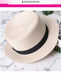 DAISO | カンカン帽 54cm 110円 顎紐は自分で付けました。(ハット)