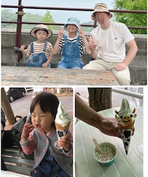 想い出＆うさこのスウィーツ同盟会🍦 | おやこーで👨👧🏻👦🏻、左下:👧🏻2歳4ヶ月の頃🍦、右下:6.22撮影📸🍦も進化☁•ᴗ•☁(👦🏻食べないと言い出し👨用に)、👧🏻－40℃ディッピンドッツアイス(🌈ラムネ味)、写真なしだけど👦🏻ディッピンドッツ🍦を追加注文😂(その他)