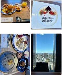 ホテルビュッフェランチ🍽 | 名古屋プリンスホテルにて初ランチ&スイーツビュッフェ🍽🍰 31階からの景色最高💡9/20生まれ仲間と誕生日祝い🥰レンレンも便乗。90分あっという間でまだ食べたかった🥹スイーツ、ジェラートが美味しかった😋特に和栗🌰の実演のモンブラン好き🥰デザートプレートは別オーダー。主催者が予約してくれてた🥹✨️レンレン🍓全部とオペラ🍰食べてた😆イチジク美味しかった☺️(ラッピングキット)