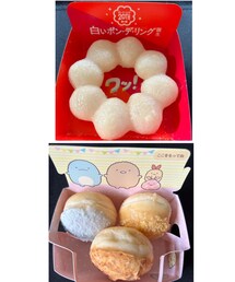 うさこのスウィーツ同盟会🍩 | 金曜日職場の飲み会だったからお留守番の家族にお土産 計7種購入。念願の白ポンデは👧🏻が。一口もらったらふわもち食感で美味しかった😋すみっコぐらしは👦🏻が。🍤のハニー&ゴールデンを一口くれた😆甘い😝私はエンゼルクリーム🍩食べた😋(その他)