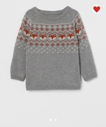 H&M | H&M - コットンジャカードニットセーター グレー 1,499円 18-24m 90cm(ニット/セーター)