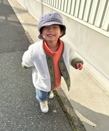 ボアジャケ、バケハ、白コンver. | こちらでも着回しコーデで撮影したかったけど良い写真撮れずボツ💦小窓に😆(その他)