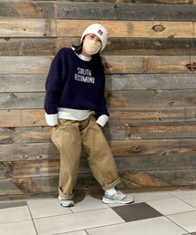 リンクコーデの👩🏾🦰 | 👦🏻撮影📸 Right-onさんのニット💙暖かくて可愛くてお気に入り❣️(その他)