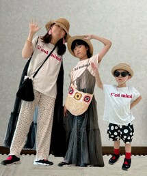 おやこーで👩🏻👧🏻👦🏻ver. | お得意の合成🙈レンレンに合わせてみた❣️本当は👦🏻も黒ベストレイヤード予定だった😆(ラッピングキット)