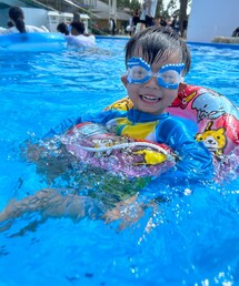 流れるプールが1番のお気に入りに❣️ | 浮き輪🛟は👧🏻のお下がり💖ピンク好きだから喜んで使ってた💕(その他)