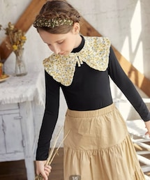 SHEIN | 黒モックネックロンT付き 小花柄つけ襟 8YRS 437円(付け襟)