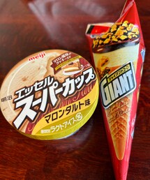 うさこのスウィーツ同盟会🌰🍨 | 先週土曜日に食べたアイス🌰🍰🍨めっちゃ美味しかった😋 ジャイアントコーンは👦🏻用。セブンでセブチコラボ開催中‼️2個買うとセブチのノートもらえるよ💓(ラッピングキット)