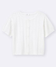 GU | GIRLS ポインテールカーディガン(半袖)JR カラー:01 OFF WHITE(カーディガン/ボレロ)
