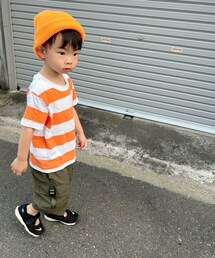 リアルコーデ🧡💚 | お友達のお家遊びに行った帰りの👦🏻エアリフトは👦🏻チョイス💡 靴下🧦履いてたけど帰りは素足😆 最初はこちらの柿コーデだったけど汗だくで帰宅後すぐお風呂で撮影できず😅(その他)