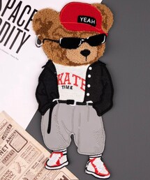 お手本コーデ🧸🕶️🧢 | SHEIN 🧸ワッペン コーデがどタイプ😍 アイロンかと思ったら縫うタイプで思ったよりデカくて放置😂(その他)