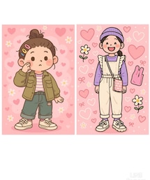 トクさん加工🌼 | トクさんAIでリンリン👧🏻もアニメ化ありがとう🥰ラブリー背景かわいい💖左👧🏻4/10コーデ。大分コーデがアレンジされておしゃかわになっててびっくり👀‼️4枚くれたけど2枚を厳選してご紹介☺️(その他)