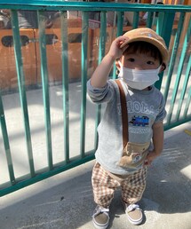 DAISO | コーデュロイキャップ🐧🧢 写真は2021.10に👦🏻のBD祝いで富士急のトーマスランドへ行った時の📸(キャップ)