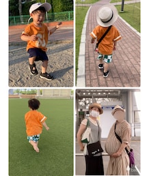 👦🏻と👩🏿🦰 | 左上 6月撮影保育園半ジャー、右下🤰のお友達と🍽した時の👩🏿🦰(その他)