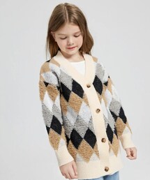 SHEIN | 幾何学模様カーディガン 8YRS 1,210円(カーディガン/ボレロ)