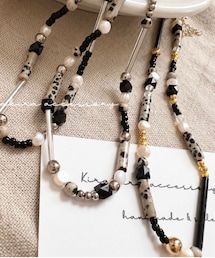 Kirakira accessory | ダルメシアンジャスパーの天然石とパール(ネックレス)