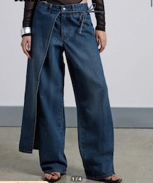 SHEIN | AiiRZ ミッドライズ ワイドレッグジーンズ スカート付き ハイブリッド ID44176683(デニムパンツ)