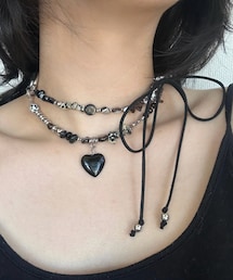 maison HOWL | Onyx heart charm leather choker(ネックレス)
