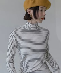 KAKISS | ボーダータートルネックプルインナー(Tシャツ/カットソー)
