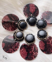 R&A〜handmadeaccessory〜 | 刺繍python♡ピアス/イヤリング(ピアス（両耳用）)