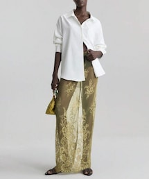 SHEIN | Ontre レディース 2025年春新作 セクシー シアー レース マキシスカート sz2408204467760601(スカート)