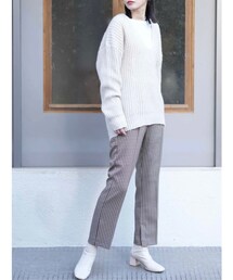 Lily chic | 【美脚・脚長効果】チェックスラックスパンツ(スラックス)