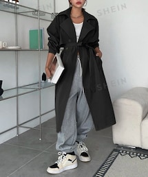 SHEIN | DAZY ラグランスリーブ ダブルブレスト トレンチコート ID sw2209133581671129(トレンチコート)