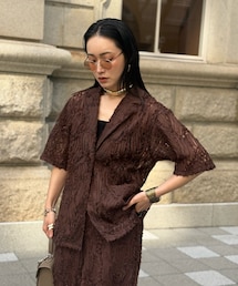 しまむら | Rafraf×IMOKO TT*IMOコードレースJK 商品番号528-0271（ブラウン Lサイズ）(テーラードジャケット)