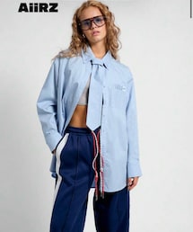 SHEIN | AiiRZ ロゴ入りオーバーサイズカラーシャツ ネクタイ付き ID43612673(シャツ/ブラウス)