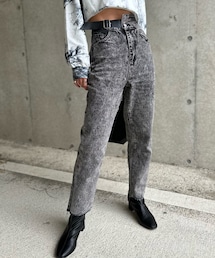 【IMOKO × LVEU.】 Belt design high waist tapered denim