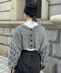 しまむら | Rafraf×IMOKO TT*ループフリンジCD ブラックLサイズ 530-1651 ワインレッドLサイズ 530-1655(カーディガン/ボレロ)