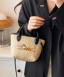 SHEIN | 虎 刺繍詳細 わら編みバッグ(ショルダーバッグ)