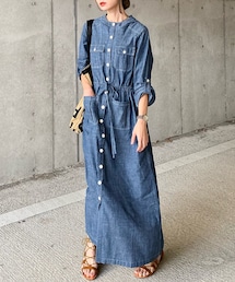 CANDAY | マリン フード ワンピース (シャツワンピース)