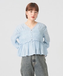 Ray BEAMS | シャーリング ペプラム  ブラウス(シャツ/ブラウス)
