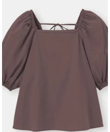 GU | スクウェアネックブラウス【五分丈】M(シャツ/ブラウス)