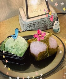 道明寺とうぐいすあん、頂きましたー🌸🦜 | 食器