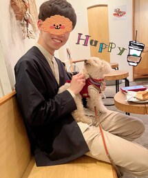 チャコはお膝に乗せてもらったよ💗 | めっちゃ良い子❣️(ノーカラージャケット)