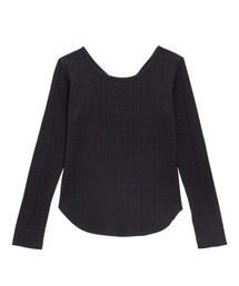 GU | リブ2WAYコンパクトT(長袖)商品番号：327510 ブラック(Tシャツ/カットソー)