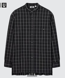 UNIQLO | フランネルオーバーサイズスタンドカラーチェックシャツ(長袖)(シャツ/ブラウス)
