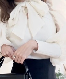 SNIDEL | シアーネックニットプルオーバー(トップス)