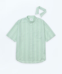 UNFOLK | #-61 2way detachable collar short sleeve stripe shirt / サイズ2(シャツ/ブラウス)