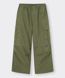 GU | スーパーワイドカーゴパンツ S オリーブ(カーゴパンツ)