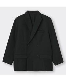 GU | オーバーサイズダブルブレストジャケット　M ブラック(ジャケット/アウター)
