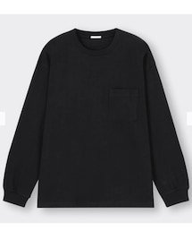 GU | ヘビーウェイトクルーネックＴ　ＸＬ　ブラック(Tシャツ/カットソー)